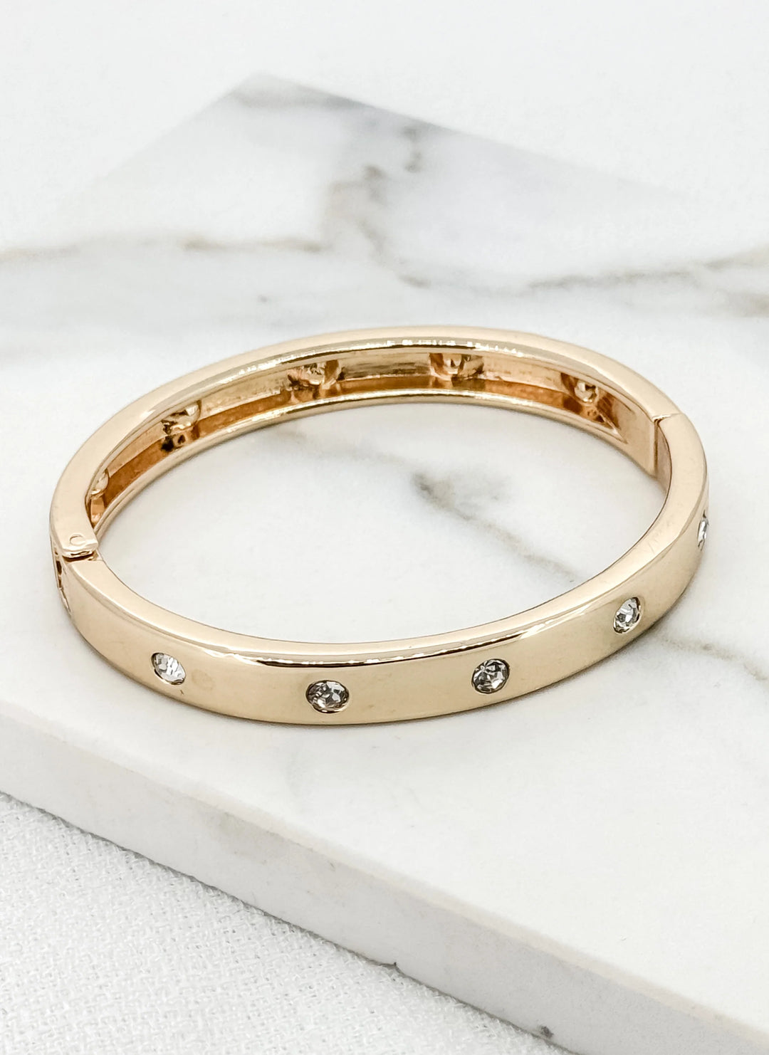 Diamante Hinge Bangle Gold